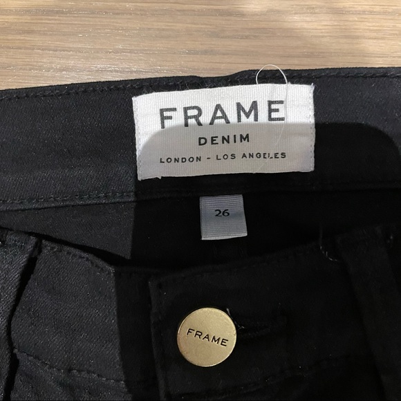 Frame Denim Le Skinny de Jeanne black ripped jeans Size 26 - Picture 6 of 7